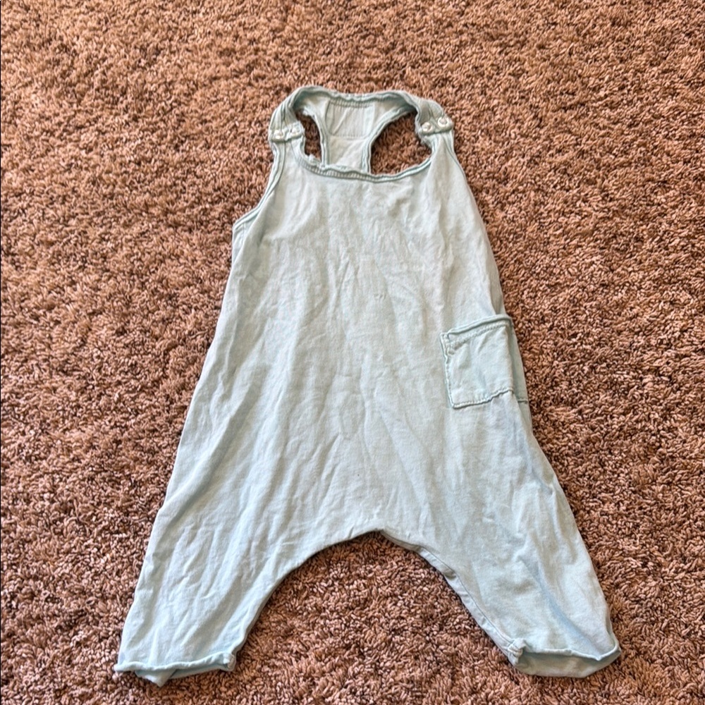 Light Blue Sleeveless Jumpsuit with Pocket be mi size 6-12 months